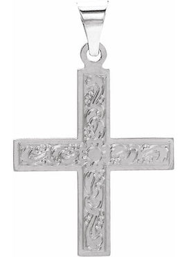 14K White Gold Greek Cross Pendant