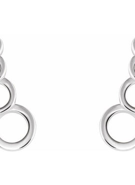 14K White Gold Geometric Ear Climbers