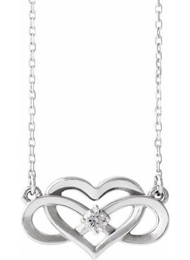 14K White Gold 1/10 CTW Natural Diamond Infinity-Inspired Heart 16-18