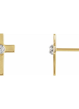 14K Yellow Gold 10x6 mm .04 CTW Natural Diamond Cross Earring