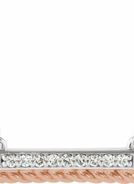 14K White Gold .08 CTW Natural Diamond Rope Bar 16-18