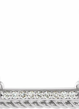 14K White Gold .08 CTW Natural Diamond Rope Bar 16-18