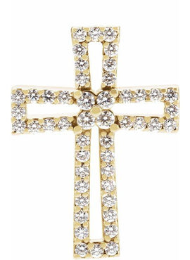 14K Yellow Gold 1/2 CTW Natural Diamond Cross Pendant