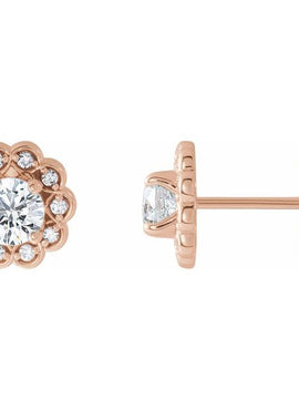 14K White Gold 5/8 CTW Natural Diamond Halo-Style Earrings