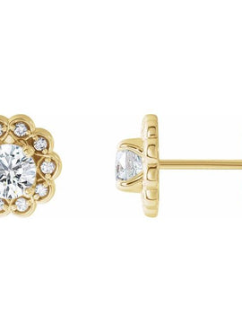 14K White Gold 5/8 CTW Natural Diamond Halo-Style Earrings