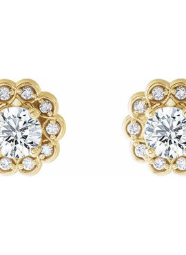 14K White Gold 5/8 CTW Natural Diamond Halo-Style Earrings