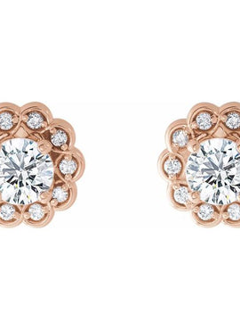 14K White Gold 5/8 CTW Natural Diamond Halo-Style Earrings