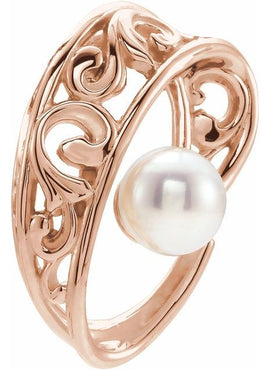 14K White Gold Cultured White Freshwater Pearl Pendant