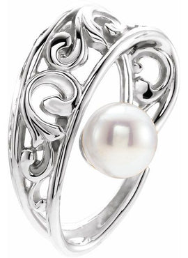14K White Gold Cultured White Freshwater Pearl Pendant