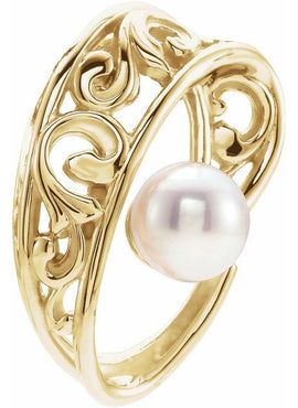 14K White Gold Cultured White Freshwater Pearl Pendant