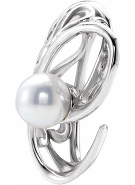 14K White Gold Cultured White Freshwater Pearl Pendant