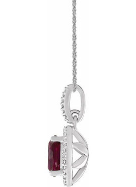 Sterling Silver Natural Mozambique Garnet & .01 CTW Natural Diamond 18