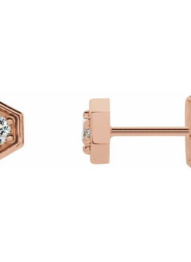 14K White Gold 1/8 CTW Natural Diamond Hexagon Stud Earrings