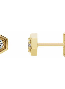 14K White Gold 1/8 CTW Natural Diamond Hexagon Stud Earrings