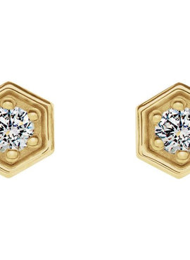 14K White Gold 1/8 CTW Natural Diamond Hexagon Stud Earrings