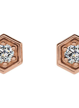 14K White Gold 1/8 CTW Natural Diamond Hexagon Stud Earrings