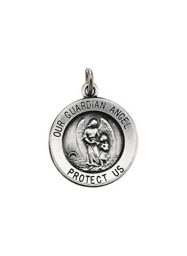 Sterling Silver 11.8 mm Guardian Angel Medal 18