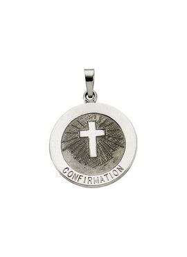 Sterling Silver 18 mm Confirmation Medal with Cross 18
