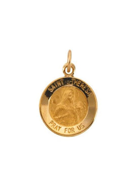 Sterling Silver 15 mm Round St. Theresa 18
