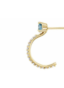 14K White Gold Natural Aquamarine & 1/8 CTW Natural Diamond J-Hoop Earrings