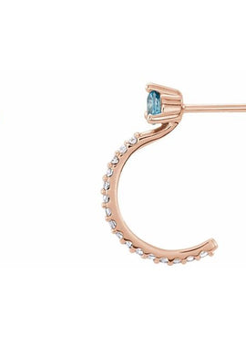 14K White Gold Natural Aquamarine & 1/8 CTW Natural Diamond J-Hoop Earrings
