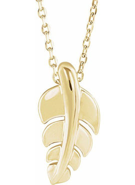 14K White Gold 14.5x7.2 mm Leaf Pendant