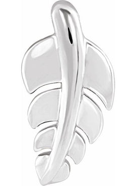 14K White Gold 14.5x7.2 mm Leaf Pendant
