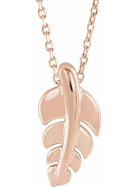 14K White Gold 14.5x7.2 mm Leaf Pendant