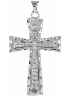 14K White Gold Cross Pendant