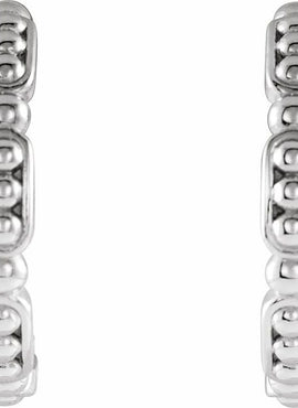 14K White Gold Beaded 14.6 mm Hoop Earrings