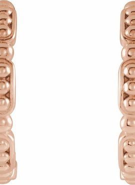 14K White Gold Beaded 14.6 mm Hoop Earrings