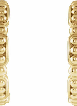 14K White Gold Beaded 14.6 mm Hoop Earrings