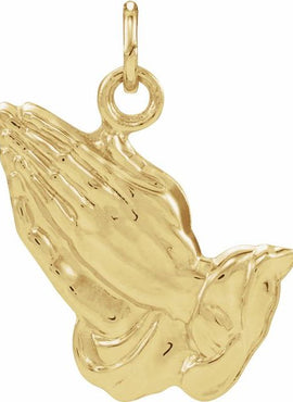14K Yellow Gold 15.75x13 mm Praying Hands Pendant