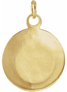 14K Yellow Gold 18 mm Round Baptismal Medal Pendant