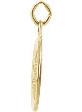 14K Yellow Gold 18 mm Round Baptismal Medal Pendant