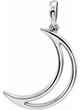 Sterling Silver 25.7x4.7 mm Crescent Moon Pendant