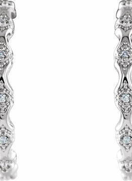 Platinum .04 CTW Natural Diamond Hoop Earrings