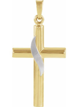14K Yellow/White Gold 25x16 mm Cross Pendant