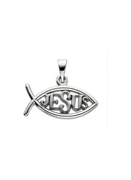 10K Yellow Gold 18x11 mm Jesus Ichthus (Fish) Pendant