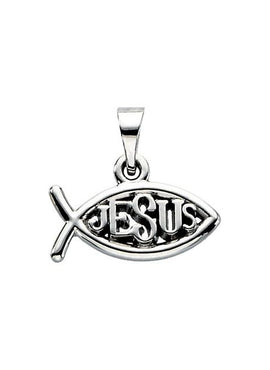 10K Yellow Gold 18x11 mm Jesus Ichthus (Fish) Pendant