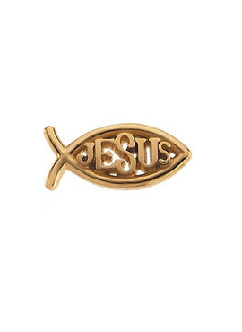 14K Yellow Gold Ichthus with Jesus Lapel Pin
