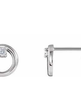 14K White Gold .06 CTW Natural Diamond Circle Earrings