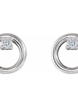 14K White Gold .06 CTW Natural Diamond Circle Earrings