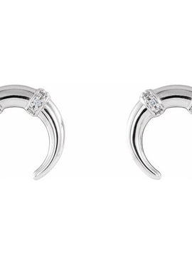 14K White Gold .03 CTW Natural Diamond Crescent Earrings