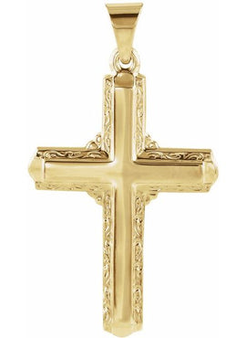 14K Yellow Gold 26x18 mm Cross Pendant