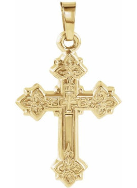 14K Yellow Gold 20x16 mm Hollow Cross Pendant