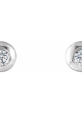 14K White Gold 1/8 CTW Natural Diamond Domed Stud Earring