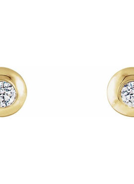 14K White Gold 1/8 CTW Natural Diamond Domed Stud Earring