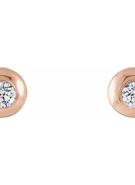 14K White Gold 1/8 CTW Natural Diamond Domed Stud Earring