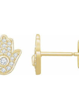 14K Yellow Gold 1/5 CTW Natural Diamond Hamsa Earrings